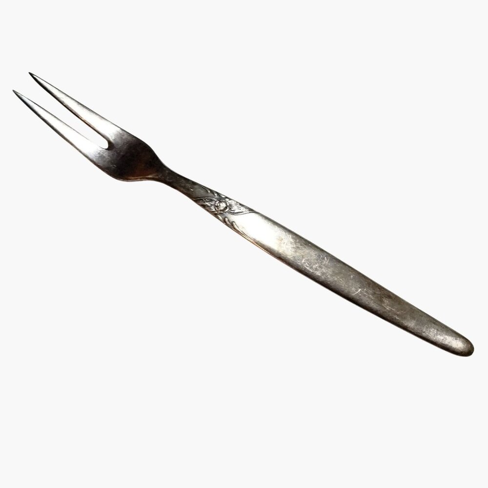 Kleeblatt Rose Two Prong Fork Condiment Appetizer Vintage  Silver